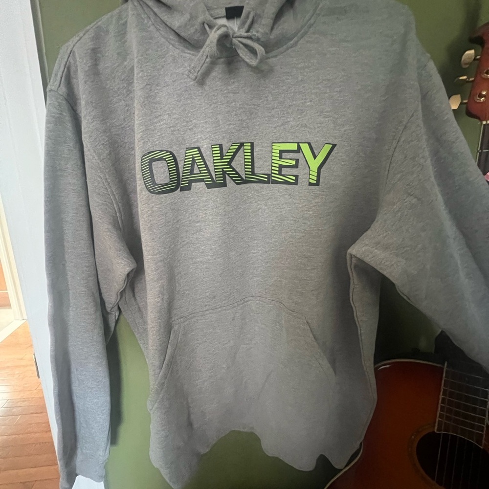 Oakley Gray Hoodie with Green Logo